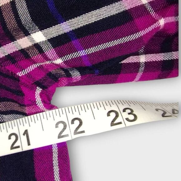 Chicos Womens Blouse Sz 12 Flannel Ruffles Button Shirt Purple Preppy #570315357 - Picture 14 of 16